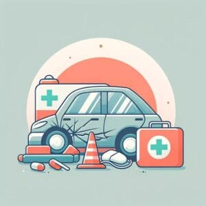 car accidents and medicine illustration