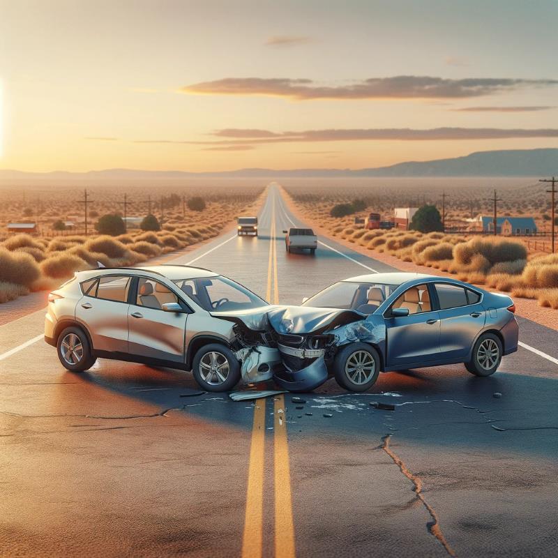 two cars in an accident on an Albuquerque road